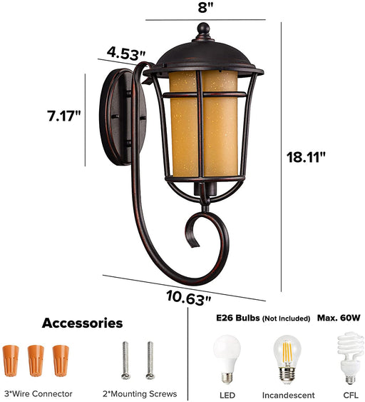 Rustic Lantern Outdoor Porch Light-2